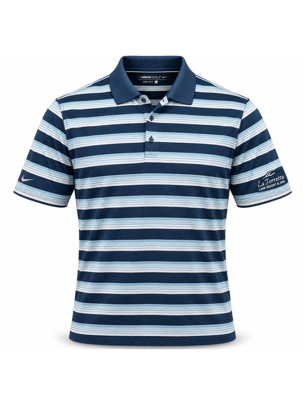Nike Golf Dri-FIT Polo Men’s Medium Authentic Striped Blue La Torretta Resort
